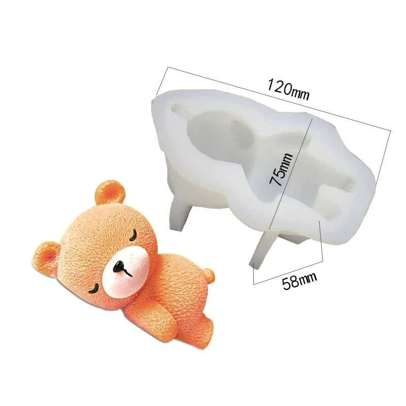Cute 3D Sleeping Bear Silicone Cake Mold Ice Cream Mousse Cupcake Topper DIY Baking Accessories for Creative Cake Decoration Oasis Select