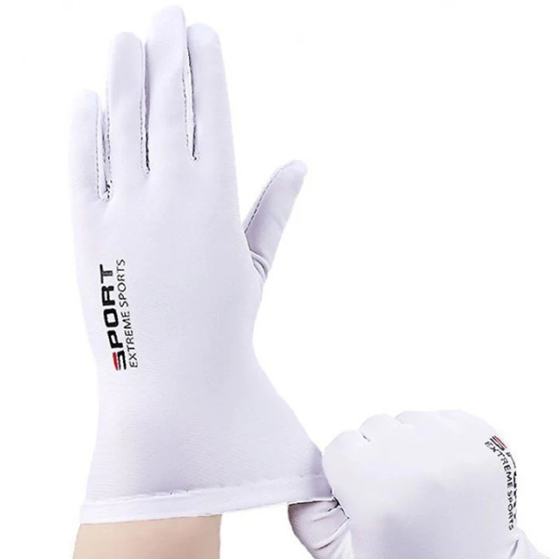 New Sale Summer Gloves Men Ice Silk Sun Proction Driving Glove Fishing Gloves Breathable Cycling Hiking Glove Full Finger Gloves Oasis Select White