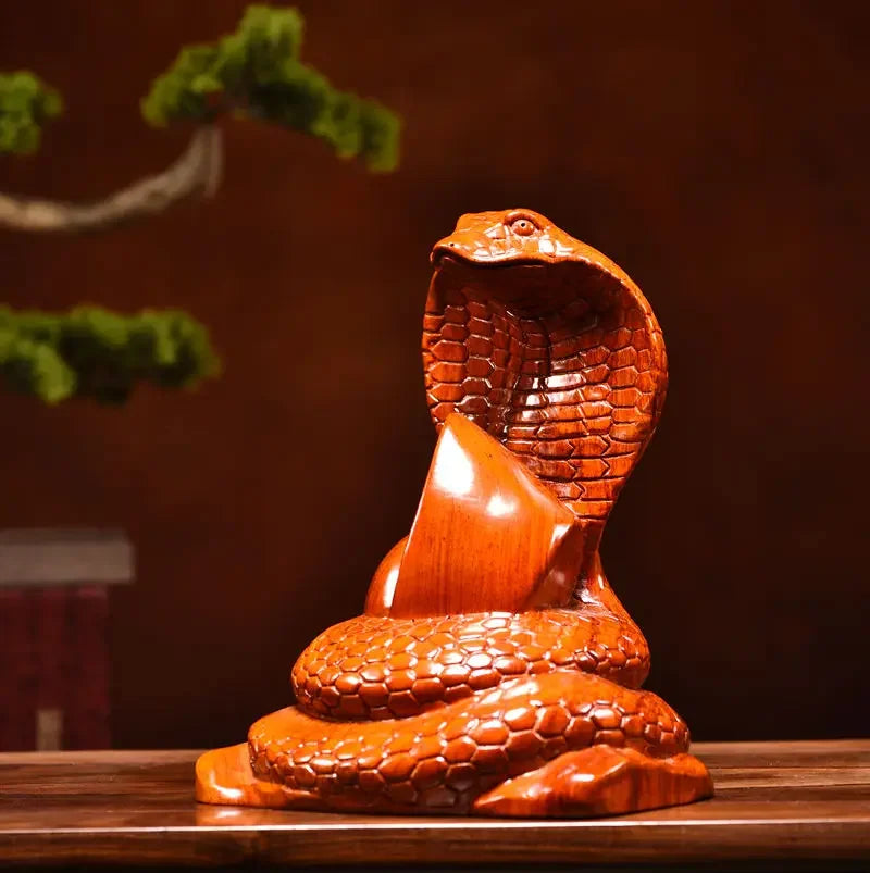 Rosewood Snake Ornament 12 Zodiac Solid Wood Cobra Mascot Ornament Home Fortune Decorative Arts and Crafts Oasis Select