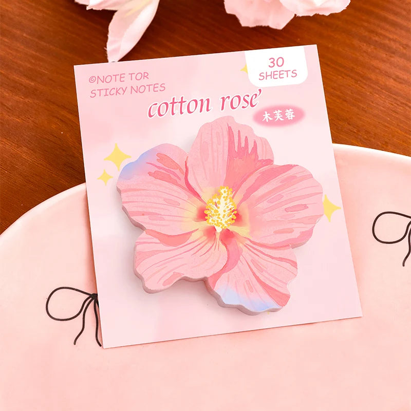 30 Sheets Kawaii Adhesive Cute Flowers Notes Notepad Memo Pad Office School Supplies Stationery Sticker Memo Pad Oasis Select B