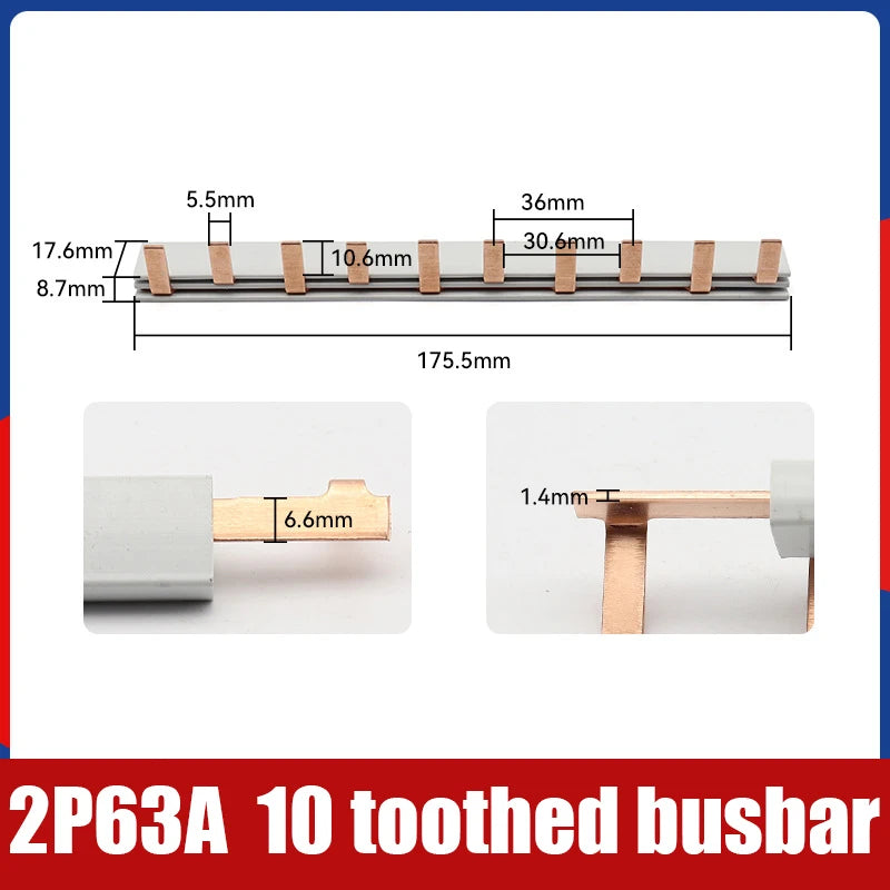 1/2P Pin Type Busbar Copper Bar Terminal Block For MCB DZ47 Air Switch Connector 63A Circuit Breaker Connector Oasis Select A5