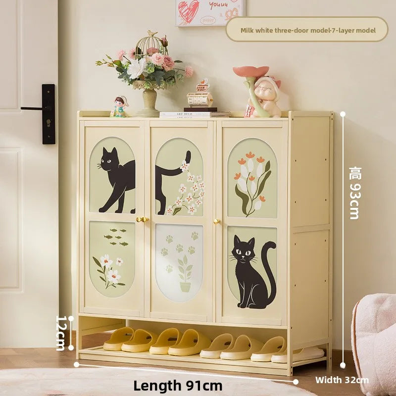 Cat shoe cabinet, multi-layer entry shoe rack at the door of the home, large capacity storage storage cabinet, small narrow Oasis Select Sanmen 7