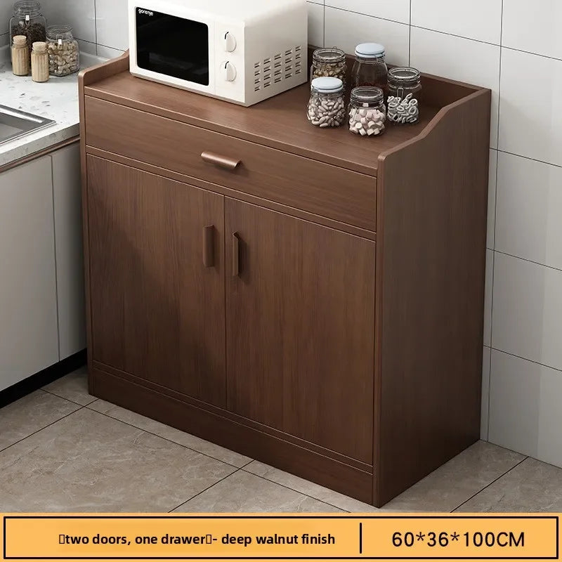 Multi-functional Household GoodsSide Cabinet, Kitchen Against The Wall, Large Capacity Storage Rack, Floor-to-ceiling Locker Oasis Select Deep Walnut 2-1