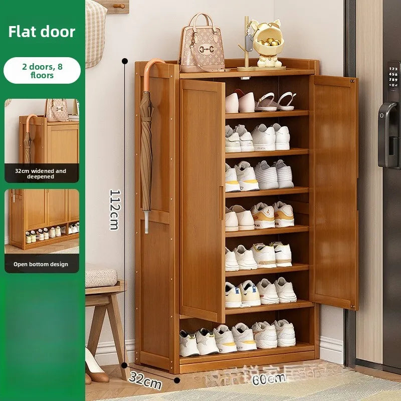 Durable Shoe Cabinet, Nanzhu Shoe Rack At The Entrance Of The Home, Storage Artifact, Space-saving And Dust-proof Entry Oasis Select Door 2-8