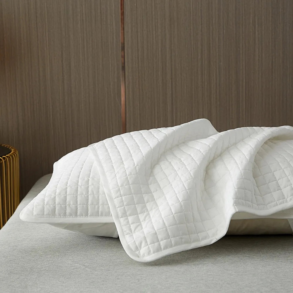 Comfortable Cotton Pillow Cover Isolation layer Anti Mite Pillow Case Protector Waterproof Head oil Pillowcase household Oasis Select Beige-Half Pack