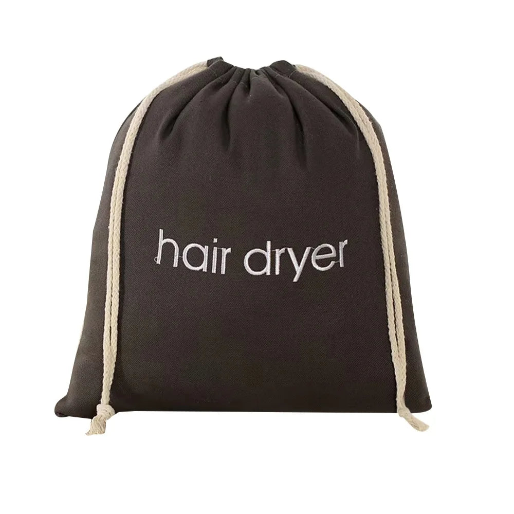 Portable Dustproof Hair Dryer Cloth Bag Large Capacity Drawstring Hairdryer Bag Canvas Hair Diffuser Oasis Select Dark Grey