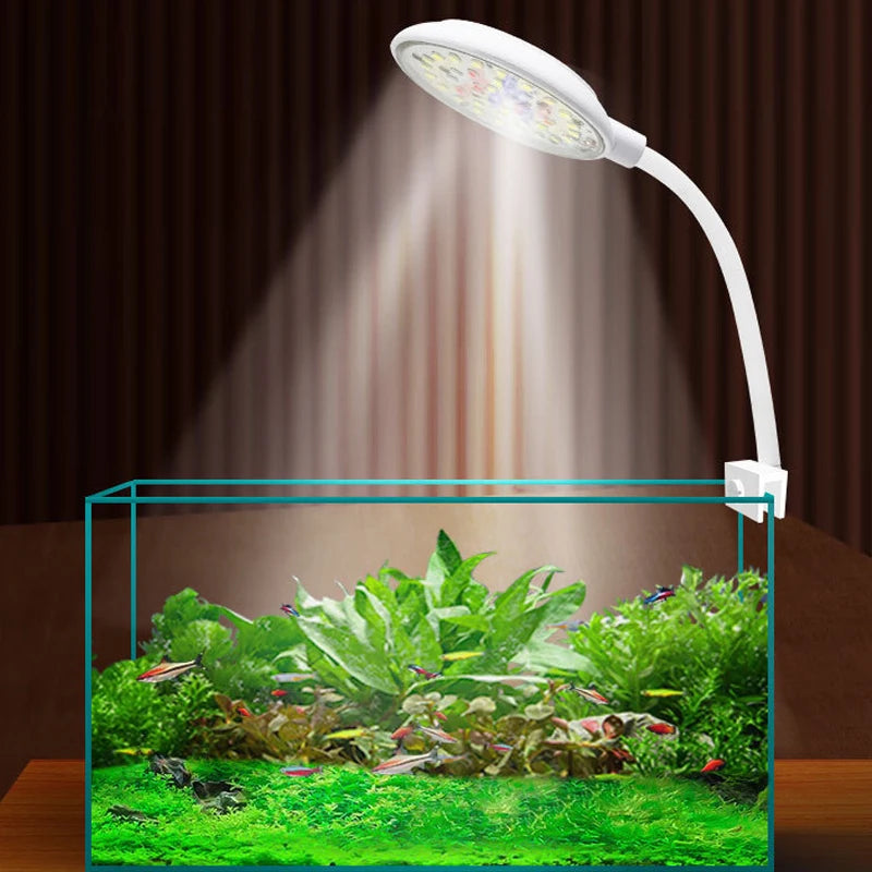 USB Fish Tank Small Clip Light Water Grass Light LED 3/5/7W Color Changing Adjustable Light Splash Proof Restore Natural Colors Oasis Select