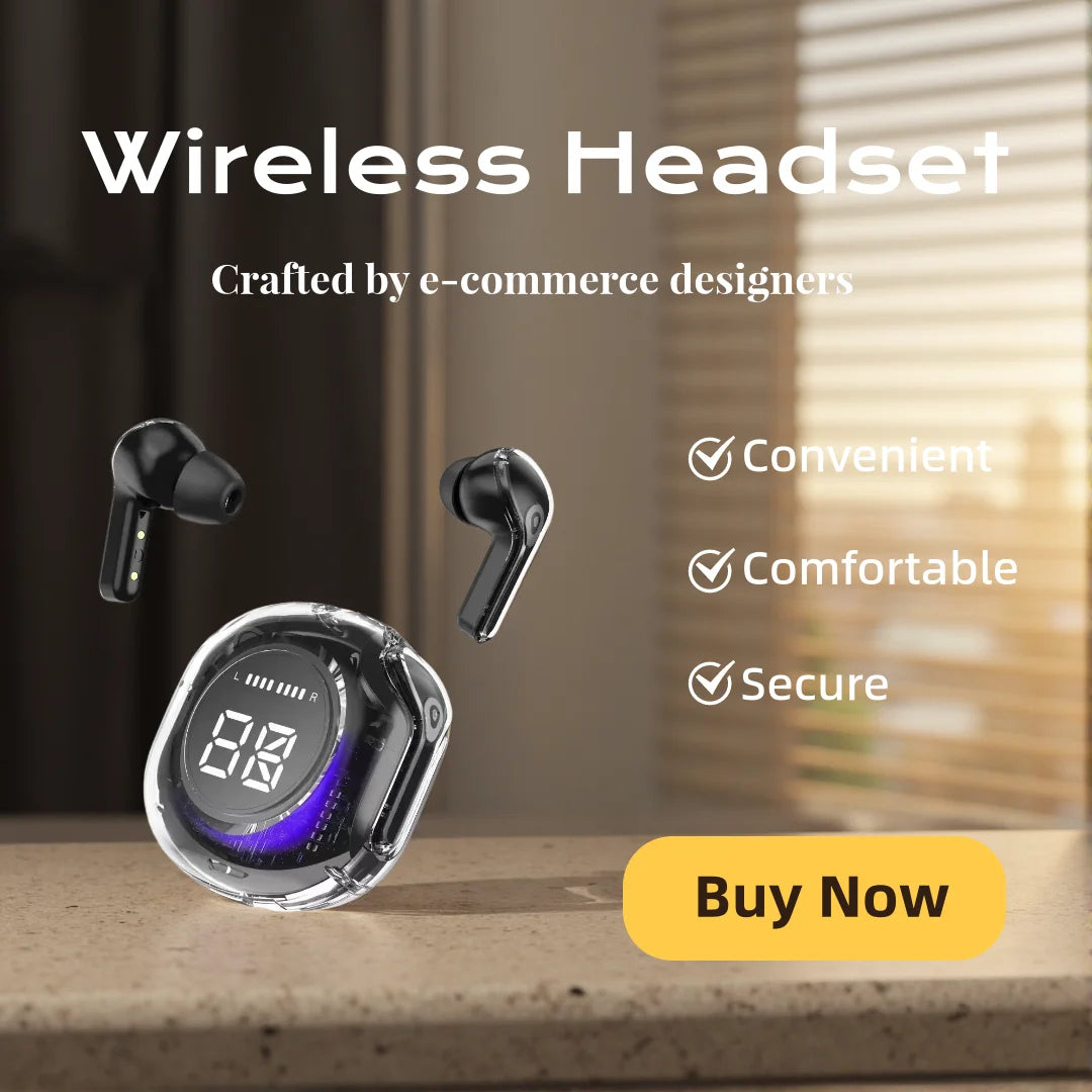 Bluetooth Earphone Wireless Headset with Volume Control Hifi Sound Sport Headphones LED Power Digital Display Oasis Select Black