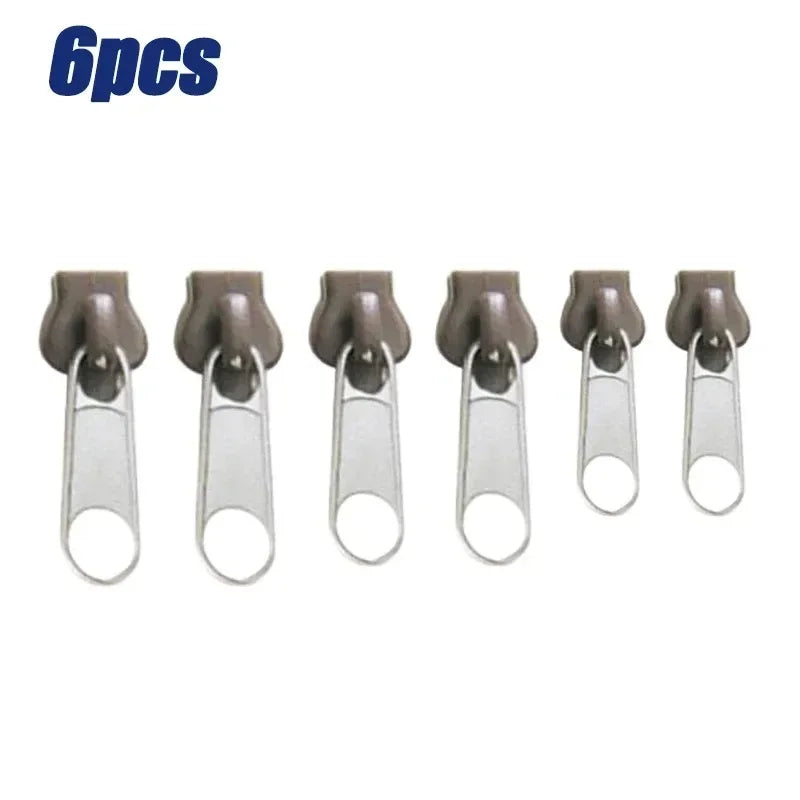 Multi Size Zipper Repair Kit Quick Fix Broken Zippers Replacement Sliders Teeth Set for Garment Sewing Mending Tool Oasis Select Coffee-6pcs