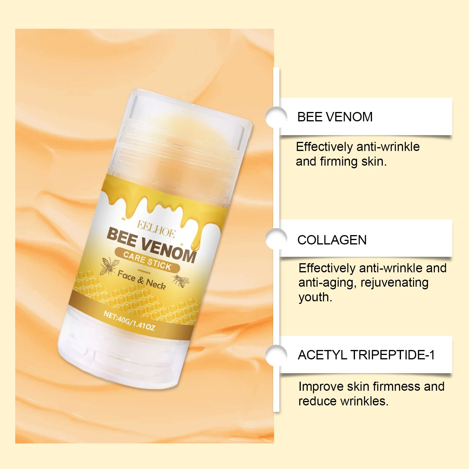 Bee-Venom Neck Care Stick Contains Collagen Lift & Tighten Skin Lighten Neck Lines Double Chin Moisturizing Beauty Neck Cream Oasis Select