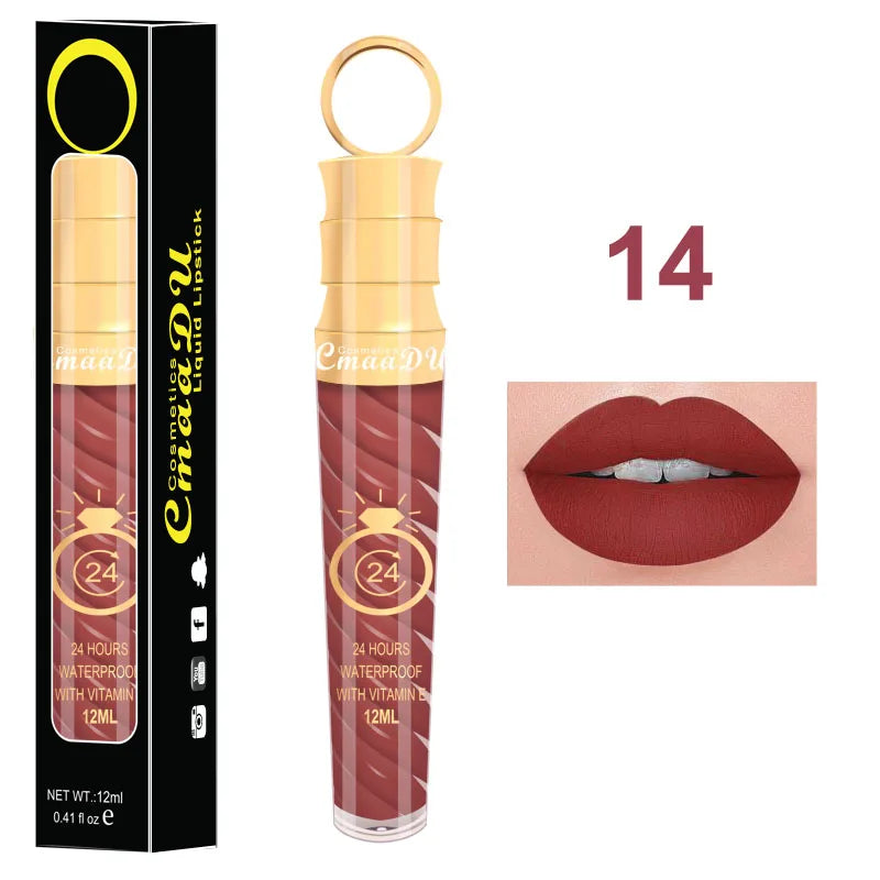 1 Pcs Matte Lip Gloss Waterproof Selection Spiral Glossy Lipstick Long-lasting Non-stick Cup Non-fading Exquisite Gift Oasis Select 14