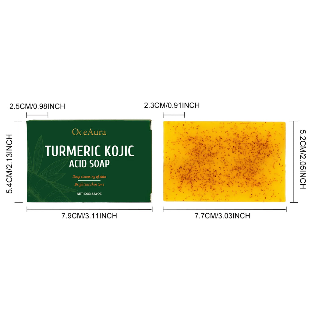 OceAura Turmeric Kojic Acid Soap – Dark Spot Remover 100g Brightening Facial Soap Oasis Select 100g Boxed