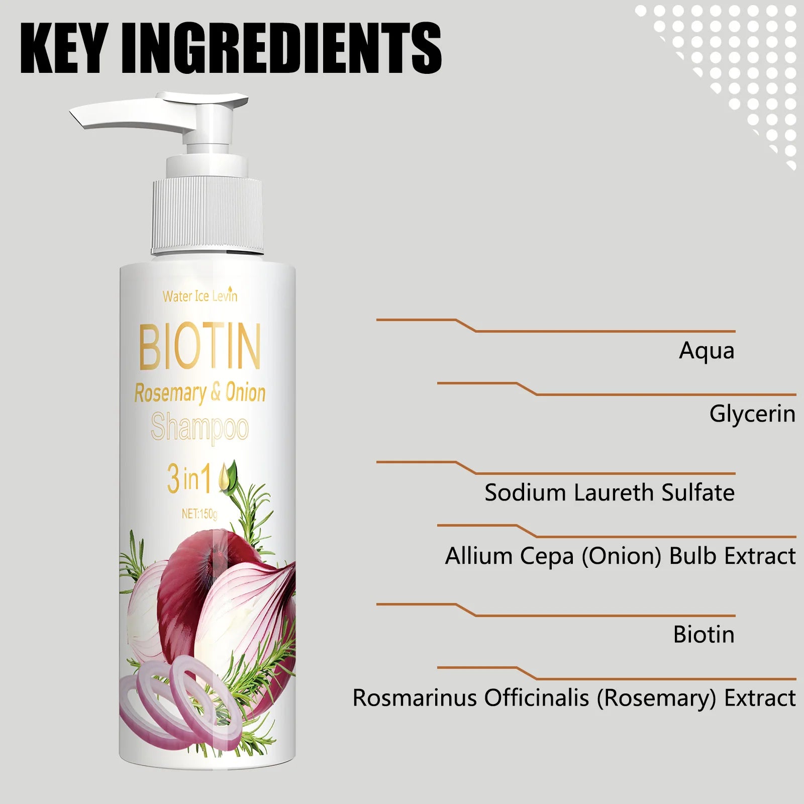 Biotin Rosemary & Onion 3-in-1 Shampoo – Anti-Thinning Hair Hair Growth Shampoo Oasis Select