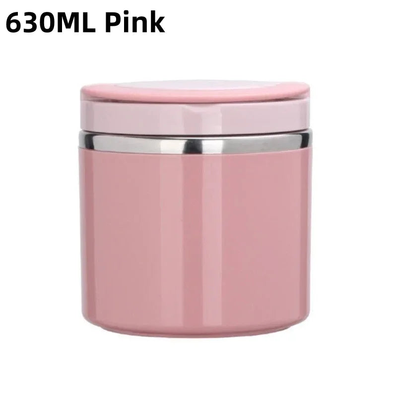 630/1000ml Insulated Food Jar, Stainless Steel Thermos Lunch Box, Heat Keeping Soup Container for School, Office Oasis Select Pink-630ml
