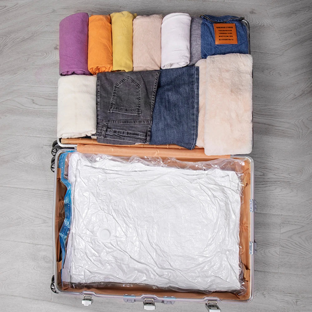 4-Pack Travel Compression Bags – No Vacuum or Pump Needed