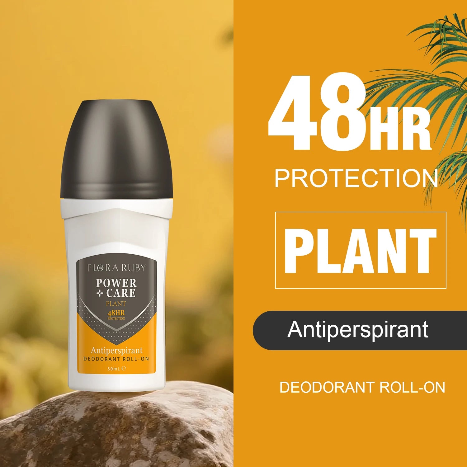 Flora Ruby Deodorant Roll On 48-hour long-lasting odor protection antiperspirant women's and men all-purpose Deodorant Roll Oasis Select MINERAL