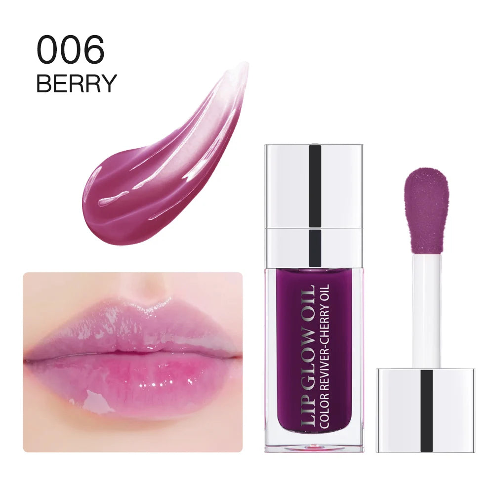 Moisturizing Lip Oil Plumping Lip Gloss Makeup Sexy Plump Lip Glow Oil Tinted Lip Plumper Clean Moisturizer Crystal Brighten Rep Oasis Select 006 berry