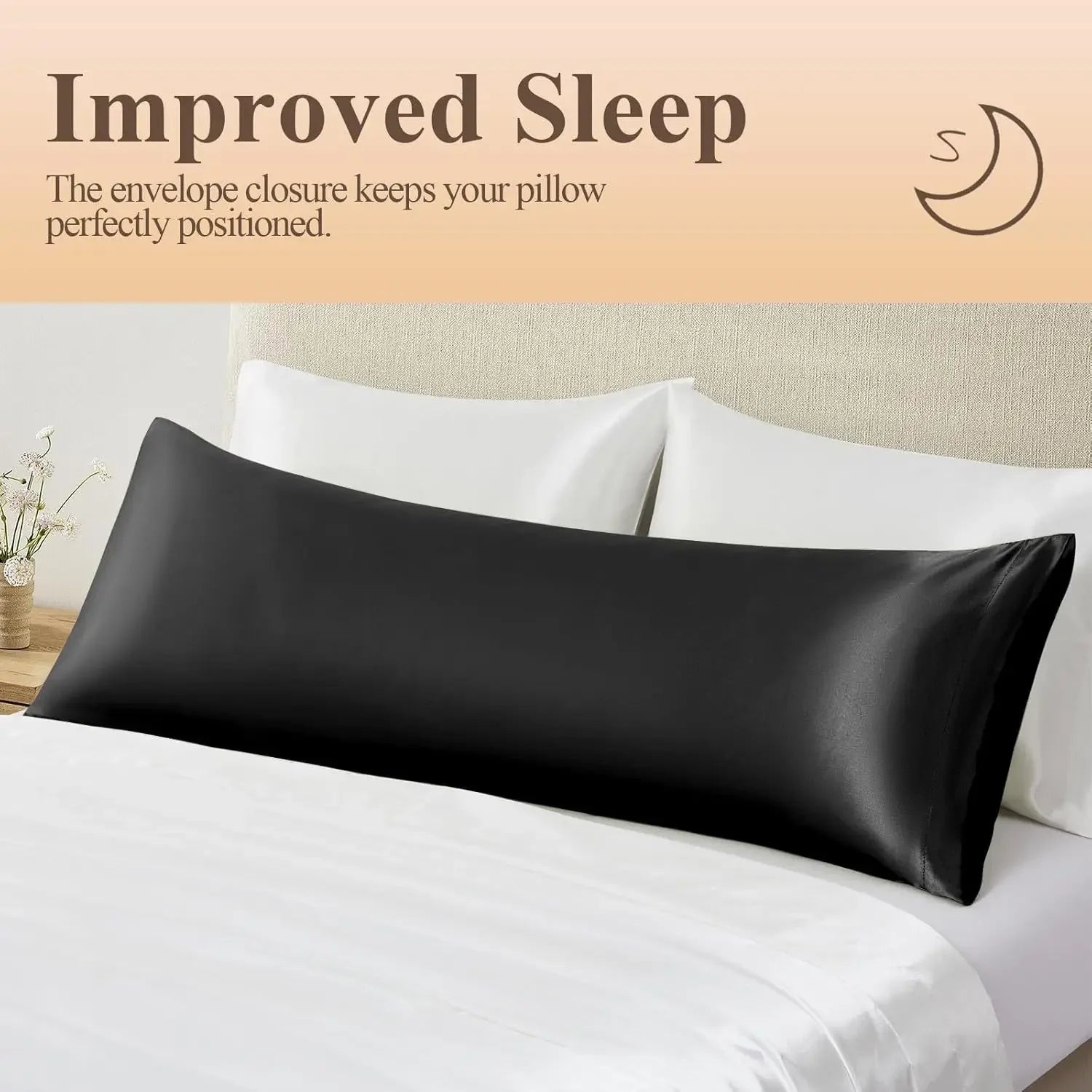 Silk Like Satin Pillowcase Standard Size, Black Smooth and Cooling Satin-Silk Pillow Cases for Hair and Skin Oasis Select