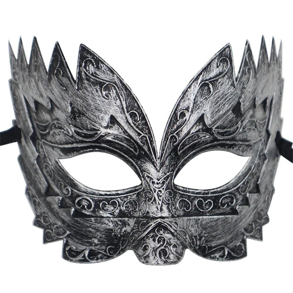 Men Gold Roman Soldier Mask Vintage Masquerade Mask Venetian Mardi Gras Phantom Opera Eyemask Rave Accessory Oasis Select Silver