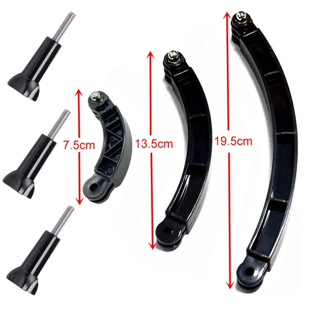 Helmet 3-Way Curved Arm Mount for GoPro, DJI & Action Cams
