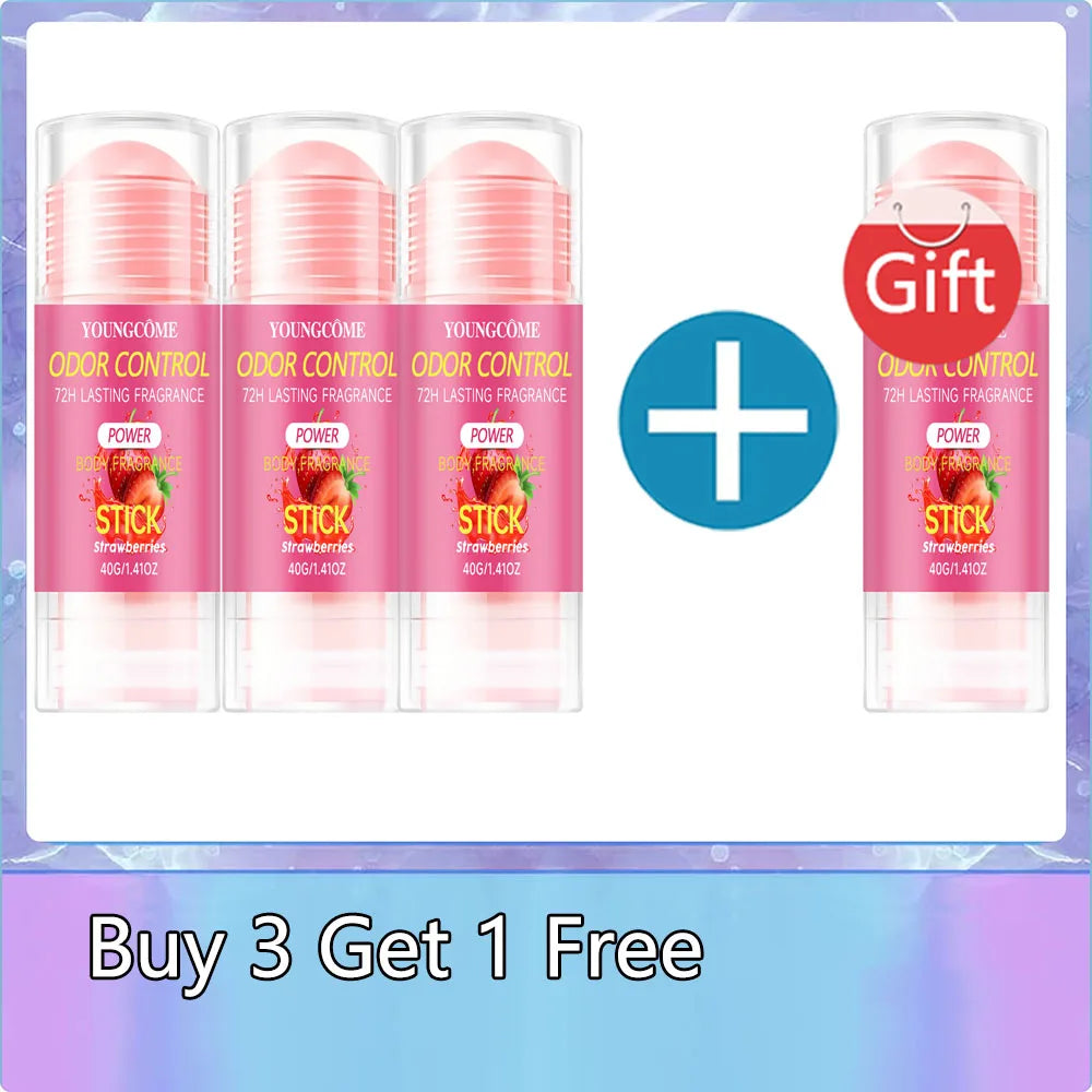YOUNGCOME Strawberry Deodorant – 72H Aluminum-Free for Women Deodorant Stick Oasis Select 4pcs