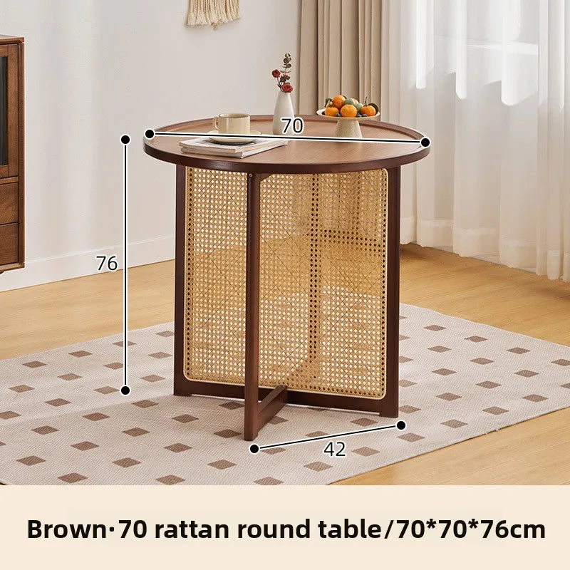 Japanese rattan dining table and chair small round table household balcony South East Asia bed and breakfast tea table log wind Oasis Select 70 pick-up moon