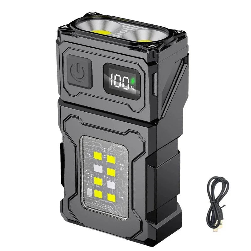 Portable Mini Work Light Pocket Small Type-C USB Rechargeable Flashlight with Magnet Clip 8 Modes Red/Yellow/Blue/White Light Oasis Select 1 Pack