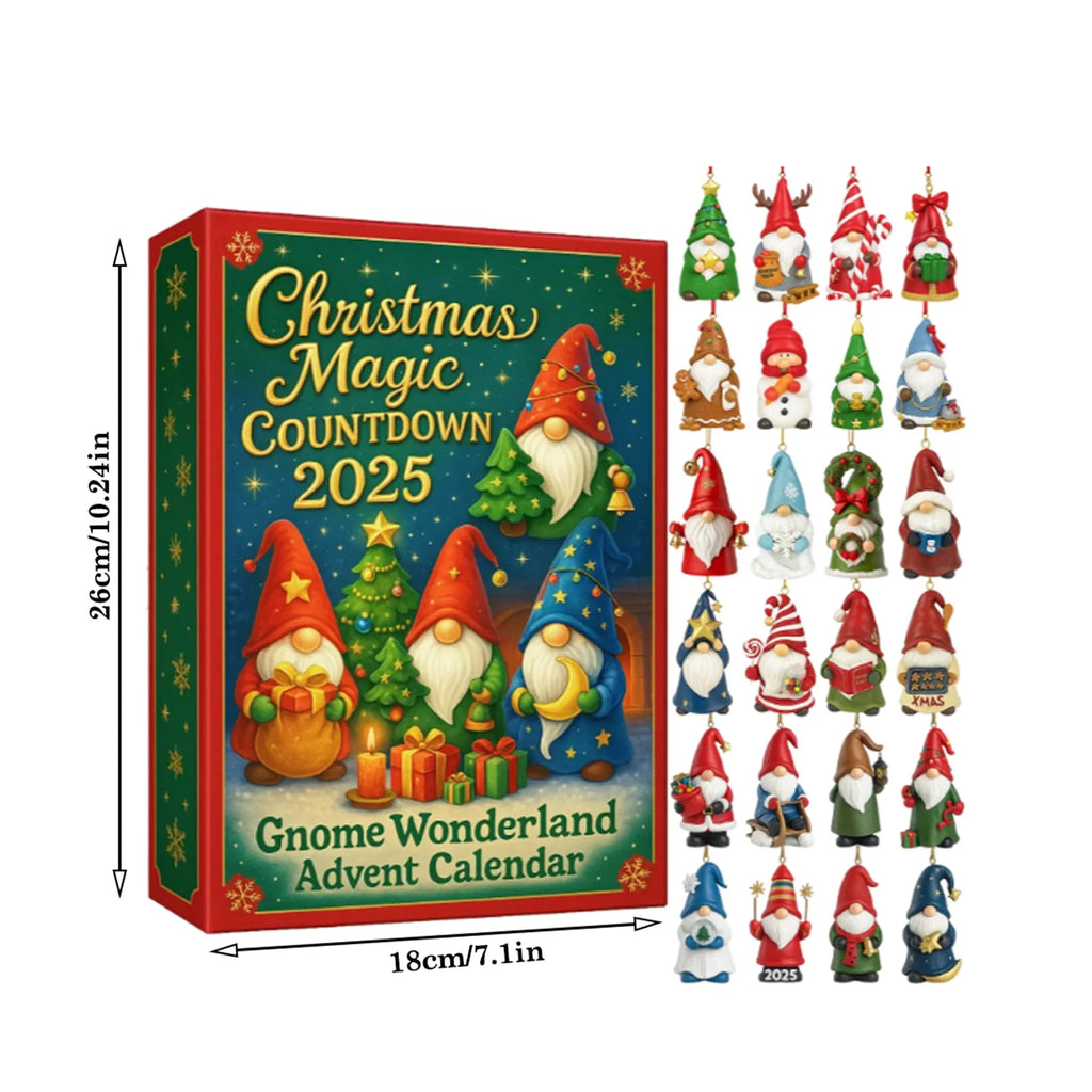 2025 Christmas Magic Gnome Wonderland Arrives 24-Day Christmas Advent Calendar 2D Acrylic Gnome Holiday Blind Boxes Oasis Select