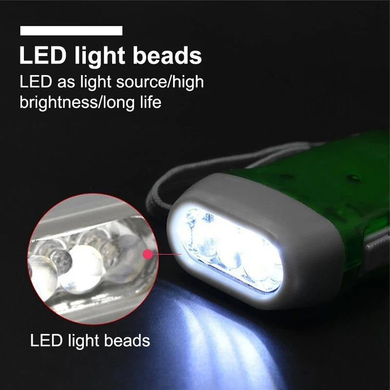 Hand Crank Dynamo LED Flashlight – Battery-Free Mini Torch