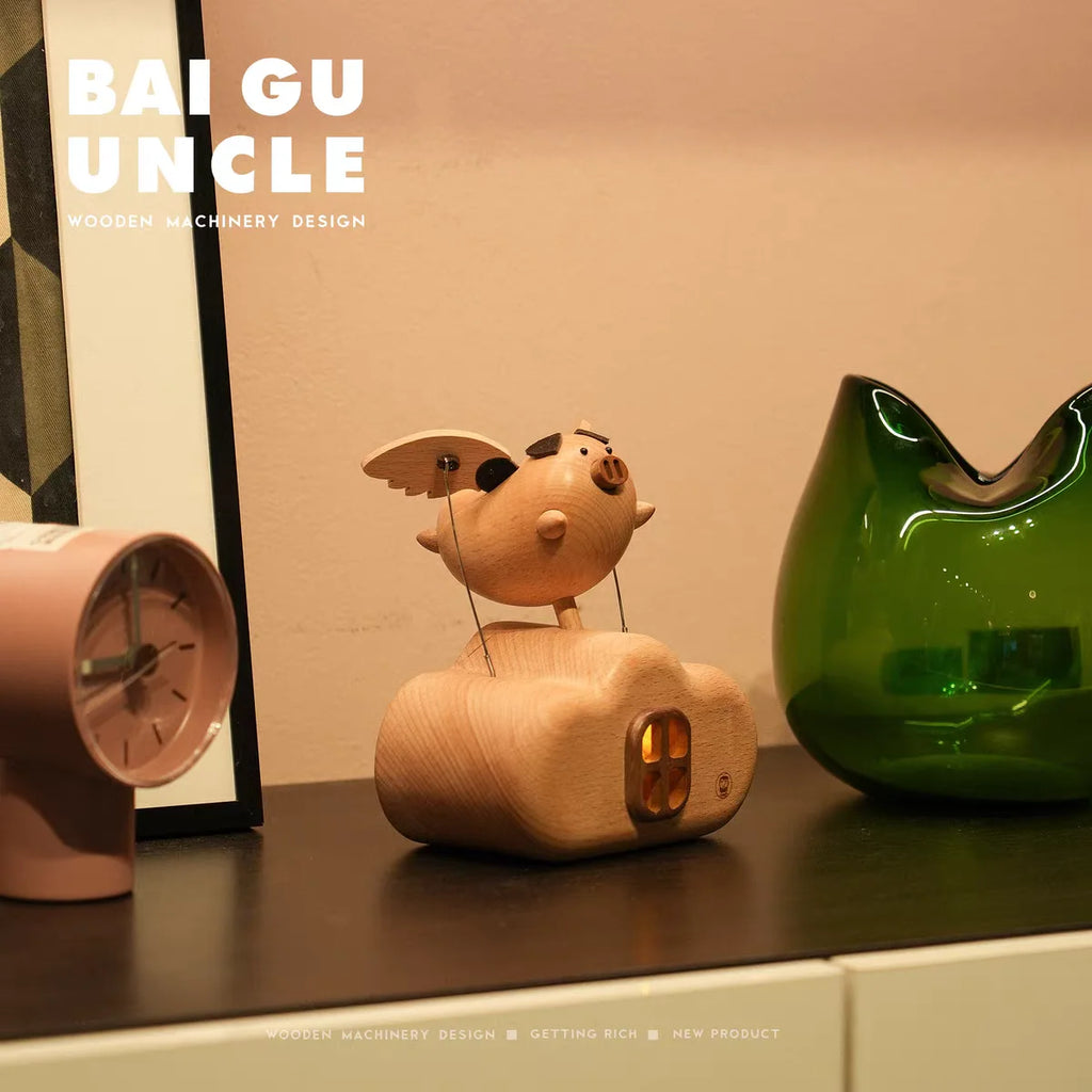 Electric flying pig wooden ornament, souvenir, gift, creative toy Oasis Select