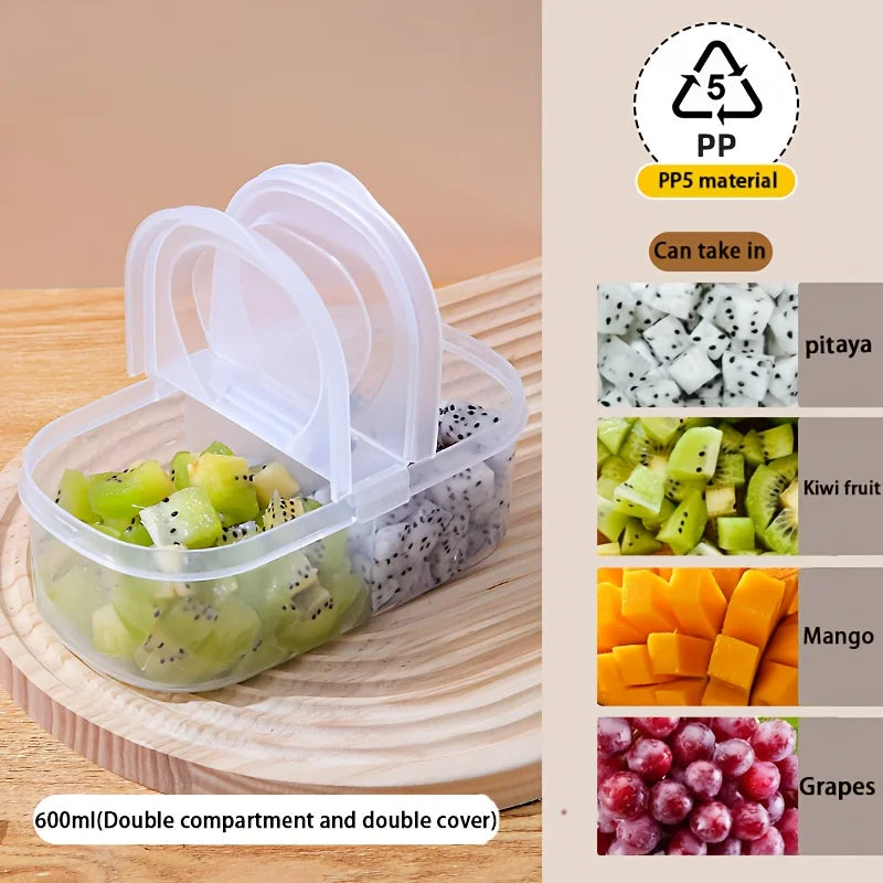 Dual Compartment Food Storage Container Plastic Sealed Easy Clean Reusable for Spices Herbs Lunch Kitchen Camping Office Oasis Select
