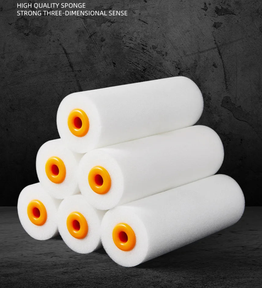 10PCS 100mm Mini White Durable Foam Paint Roller Sleeves for Art Painting Decorating Sponge Rollers Cleaning Brushes DIY Art Set Oasis Select