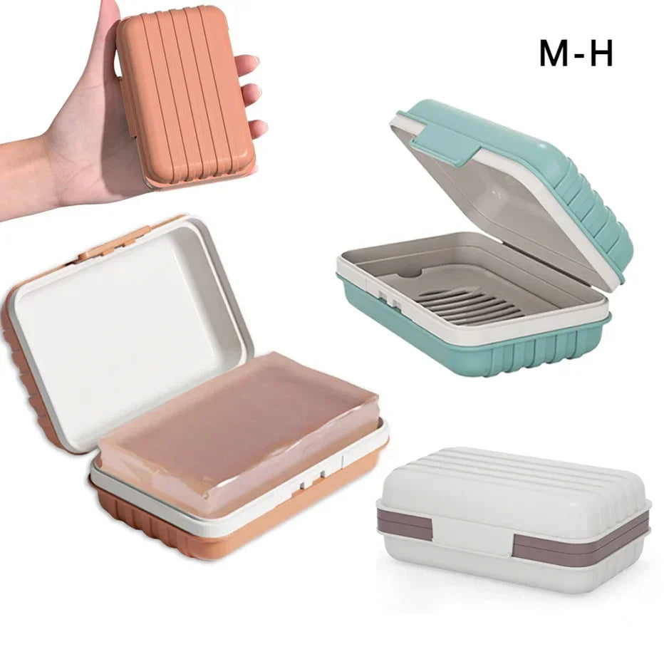 Plastic Soap Dish with Lid | Travel & Home Soap Box 2/3 Pack