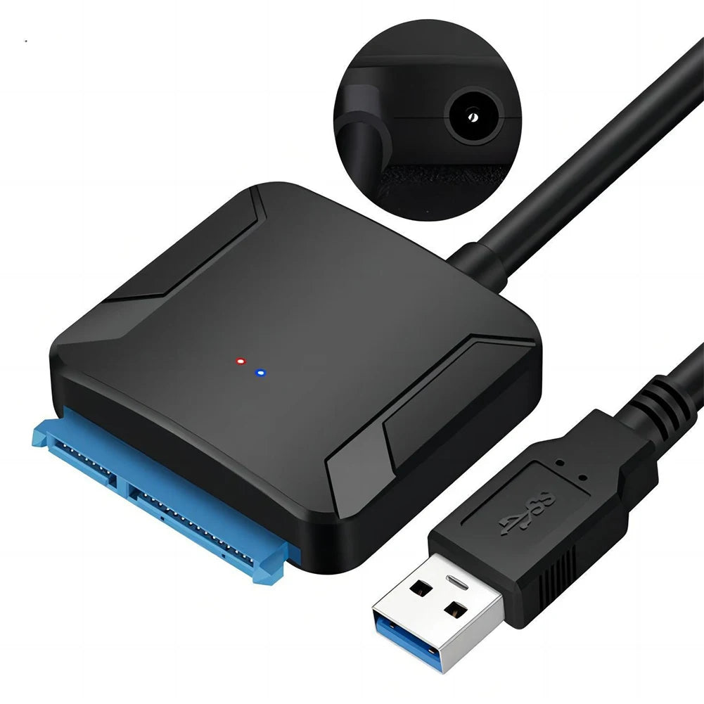 SATA to USB 3.0 Adapter Cable – HDD SSD 2.5"/3.5" + 12V Power