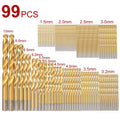 99-Pc Titanium HSS Twist Drill Bit Set 1/16"–1/4" Wood Metal Twist Drill Bit Set Oasis Select 99Pcs bagged
