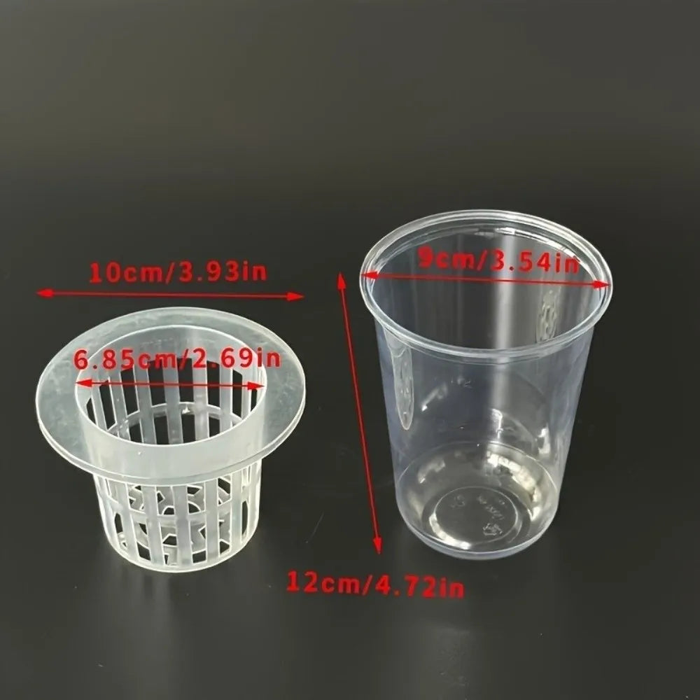 Transparent Plastic Hydroponic Mesh Cups Plant Propagation Vegetable Nursery Plant Nursery Pot Flowerpot Root View Cups Oasis Select