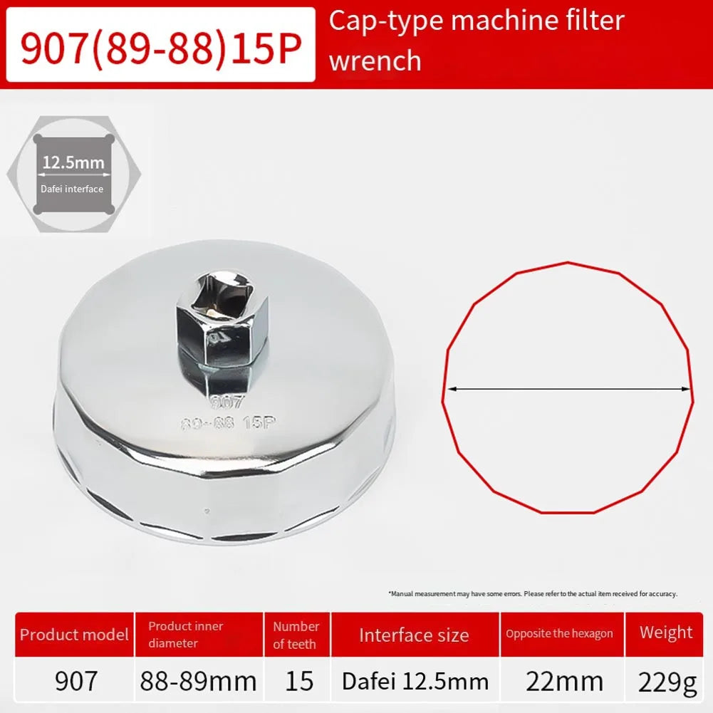 64mm-89mm End Cap Machine Filter Removal Tool 1/2inch Square Drive Oil Filter Remove Tool Machine Filter Hand Tool Oasis Select 89-88mm 15P