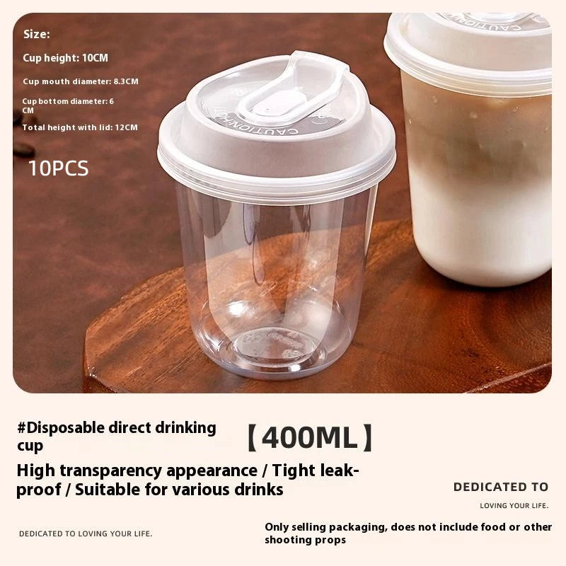 10pcs Transparent Coffee Cups With Lids U-shaped Disposable Cups For Hot Drink Milk Tea Takeaway Beverage Cups Oasis Select 3
