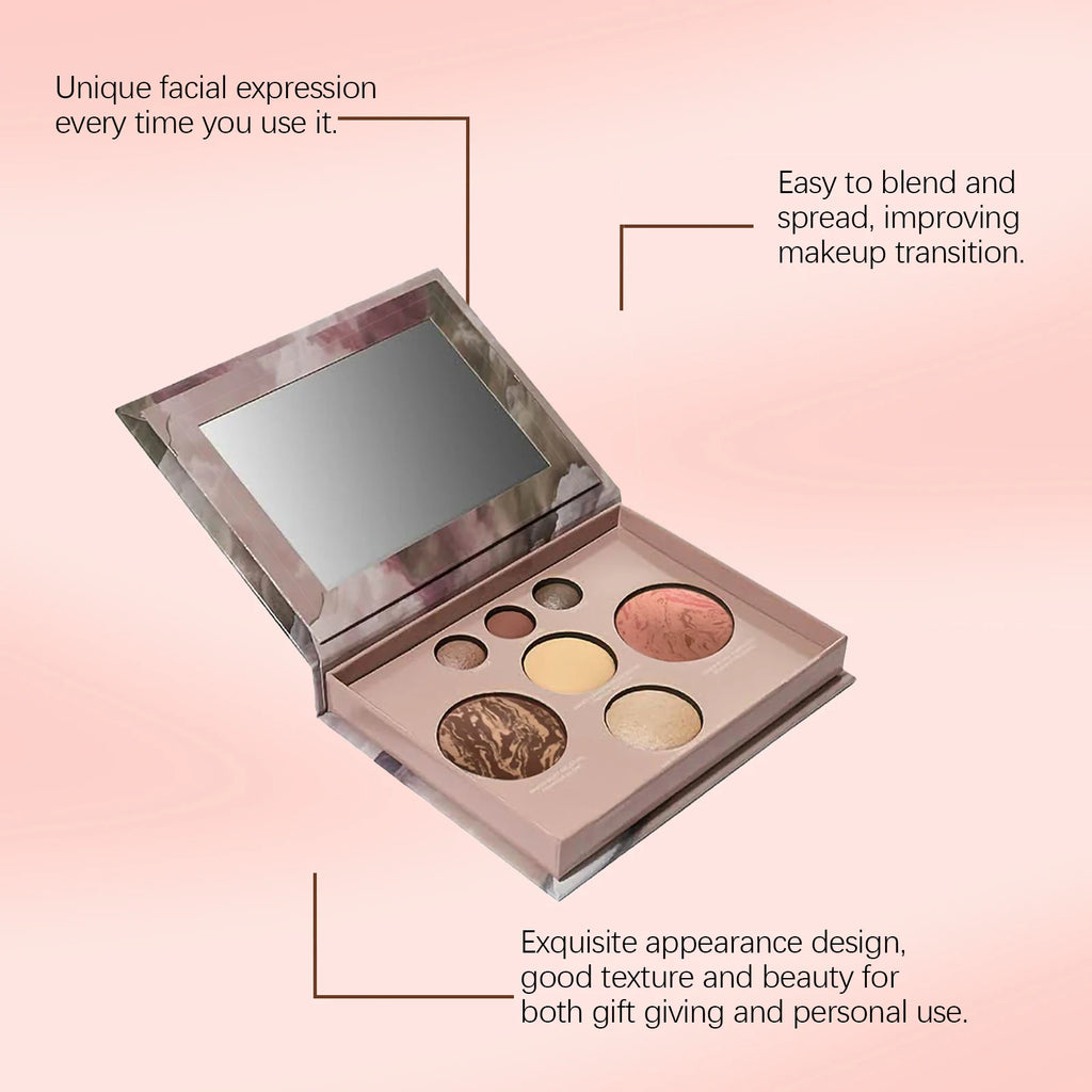 Multifunctional Makeup Palette Glitter Eye Shadow Shimmer Pallet Highlighter Powder Brush Beauty Kit 7 Color for Travel Friendly Oasis Select