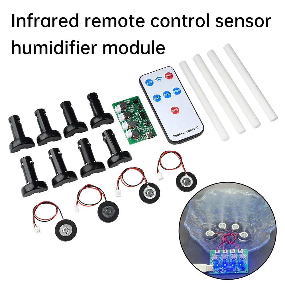 DC 5V RF infrared Remote Control 4 Spray Humidifier Module Atomization Control Board DIY Ultrasonic Atomizer Type C interface Oasis Select
