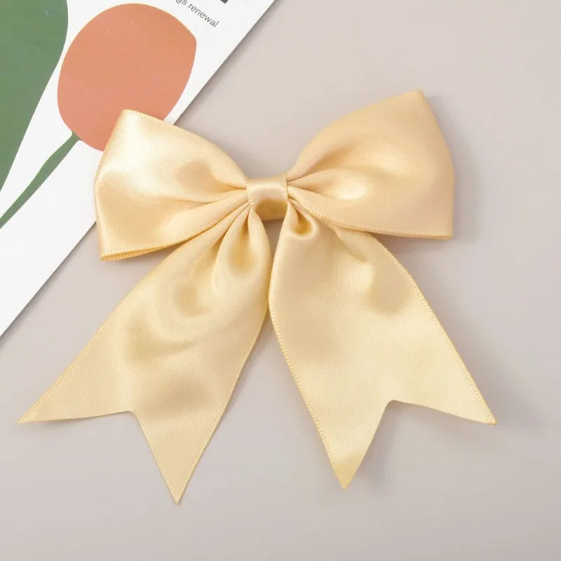 Bohemian Solid Color Satin Bow Hair Clips, Fashionable Hair Accessories for Women Girls, Easy-to-Use Design for Daily Hairstyles Oasis Select Alloy Navy Blue