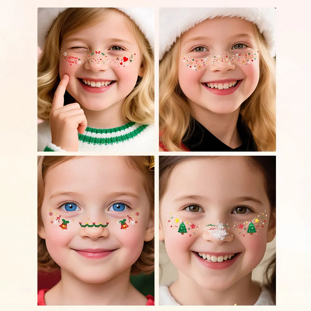 6-Pack Christmas Glitter Freckle Temporary Face Tattoo Stickers