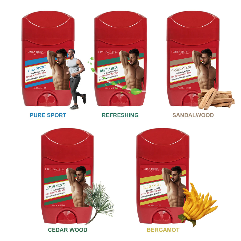 Flora Ruby deodorant stick for men, each 68g/2.39 oz, long lasting fragrance,Can be used after exercise Oasis Select