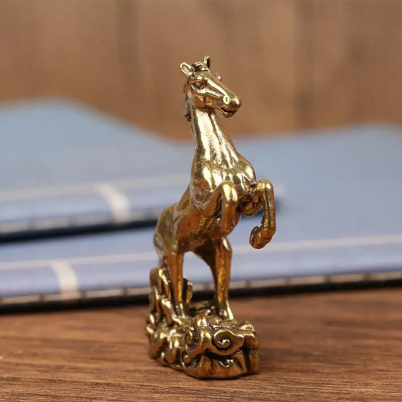 Brass Horse Sculpture Metal Craft Chinese Zodiac Desktop Ornament Living Room Coffee Table Home Decoration Oasis Select