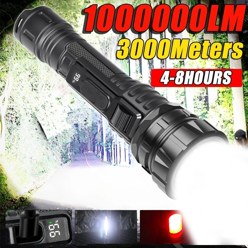 Portable Led Flashlight USB Rechargeable Zoomable Torch Strong Light 6 Mode Tactical Lamp for Camping Fishing Emergency Lantern Oasis Select