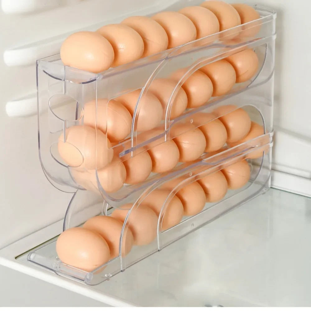 3 Layer / 4 Layer Automatic Egg Roller New Household Kitchen Dedicated Egg Roller Rack Space Saving Large Capacity Egg Organiser Oasis Select