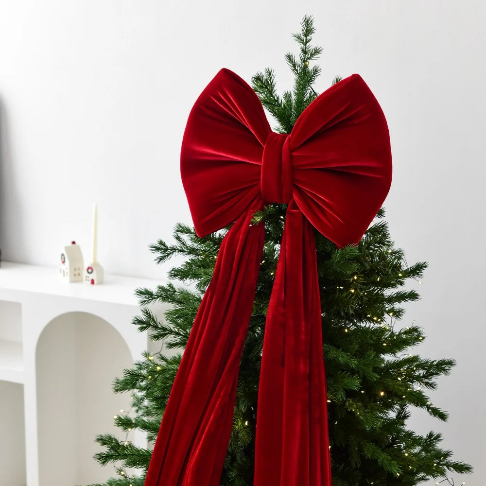 Super Large Christmas Bow Pendant Red Velvet Xmas Tree Bowknot Pendant Ornaments for Home Decor New Year Party Gifts Decoration Oasis Select