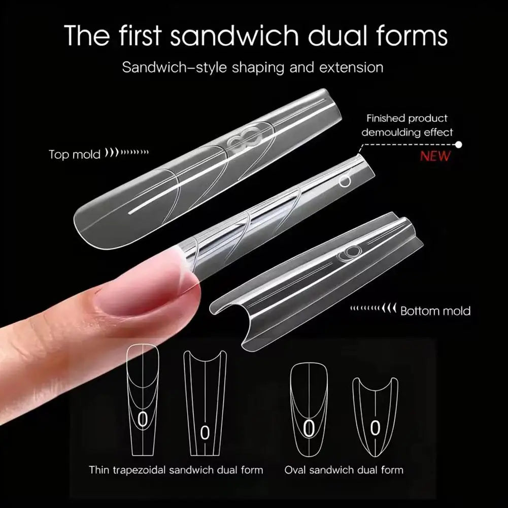 280Pcs Sandwich Dual Forms Nail Mold – 14 Sizes Extension Kit Nail Extension Forms Oasis Select