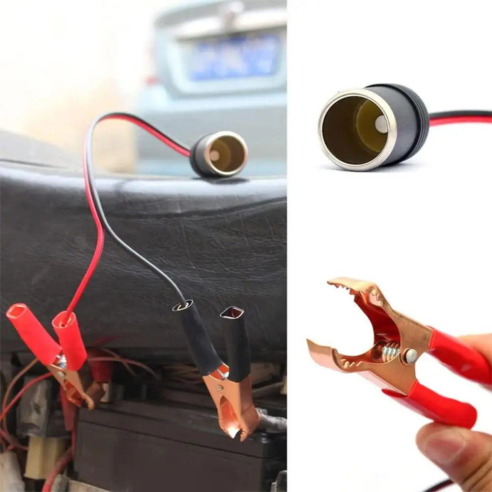 12V Battery Clip to Cigarette Lighter Socket Adapter | Pure Copper Car Power Adapter Oasis Select