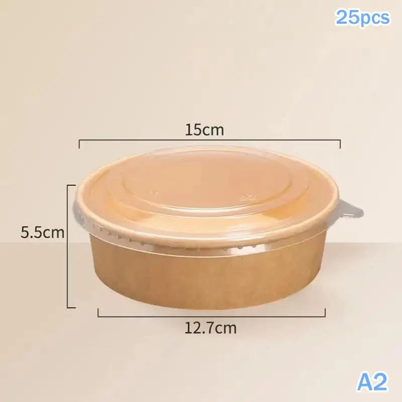25pcs Kraft Paper Bowls Cups Fruit Salad Bowl Kraft Containers Salad Food Prep Kraft Box Cream Ice Snack Storage 500/750/1000ml Oasis Select A2